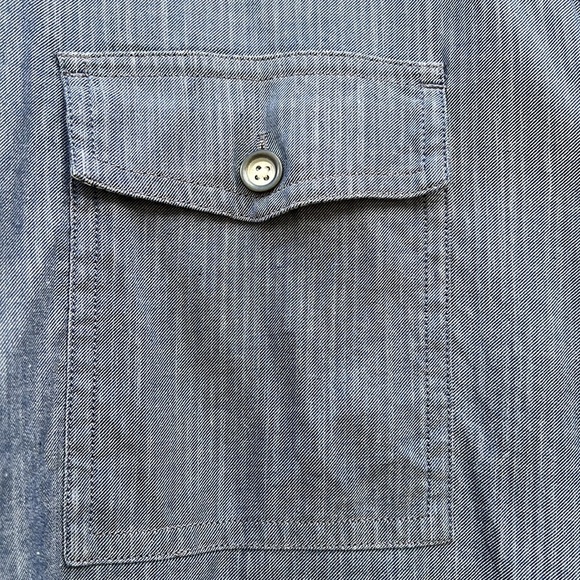 Vince Men's Chambray Stripe Button up Casual Shirt Size L - Picture 3 of 9